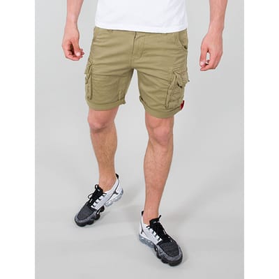 Heren Alpha Industries Crew Short in Olijf