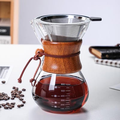 Handmatig Gebrouwen Koffie Deelpot Filterzeef Glazen Koffiefilterbeker Koffiepot Set Druppel Ruimtebesparend Thuisgebruik Glazen Pot 400-800ml