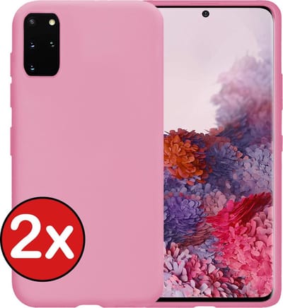 Hoesje - 2 Stuks - Geschikt voor Samsung Galaxy S20 Plus - Sterk & Shockproof - Telefoonhoes - Back Cover - Case Siliconen - Telefoon Hoes - Lichtroze