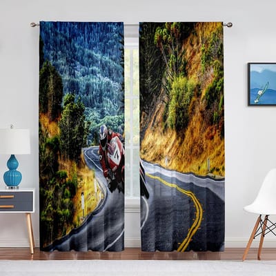 Biker Rijdt Motorfiets Transparante Voile Gordijnen voor Slaapkamer Woonkamer Keukendecoratie Sport Tule Gordijnen Chiffon Raamgordijnen 1 PCS W100XH250cm&Grommet Top