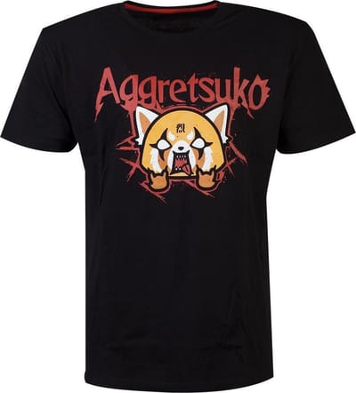 Aggretsuko Heren Tshirt -S- Trash Metal Zwart