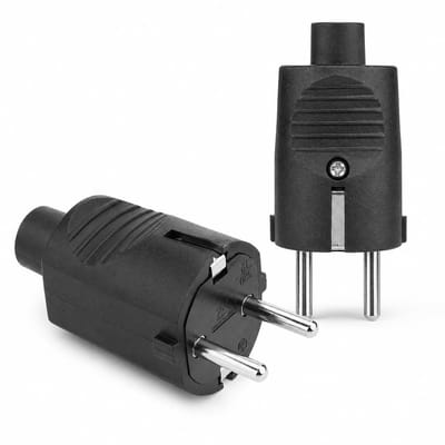 2 stuks geaarde stekkers met knikbescherming en trekontlasting, 250 V, 16 A, ideaal voor huishoudelijk gebruik, geschikt voor ronde kabels tot 8 mm, veilige stroomverbindingen