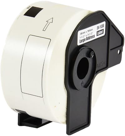 KJG - Brother DK-11208 Compatible - Voorgestanst Adreslabel Verzendlabel - 38 x 90 mm - 400 labels per rol incl. Houder