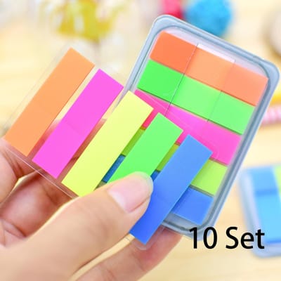 100/500/1000 stuks Kleurrijke Fluorescerende Sticker Post-it Boekenlegger Memo Vlaggetjes Indexblok Papierlipje Post-it Plaknotities 10set