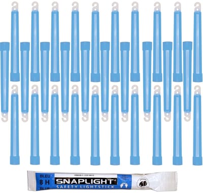 Breeklichten in blauw - Verpakking van 30 - 15 cm glow sticks met haak - Ultra heldere lichtsticks met 8 uur brandduur