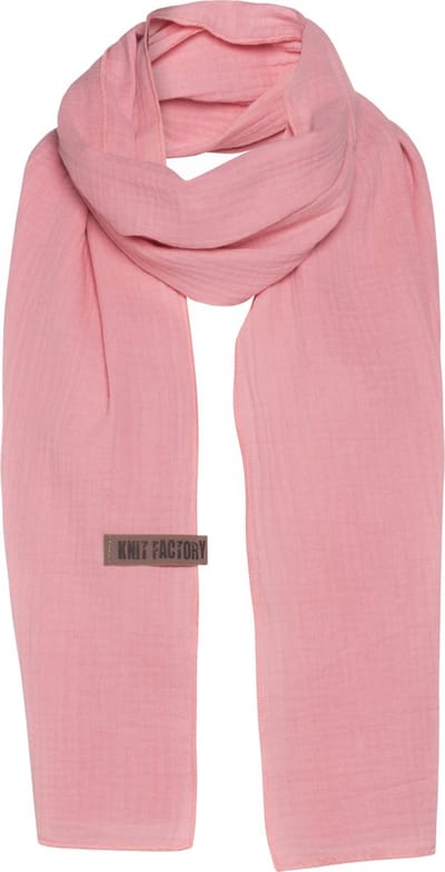 Knit Factory Liv Sjaal Dames - Katoenen sjaal - Langwerpige sjaal - Roze zomersjaal - Dames sjaal - Roze - 200x40 cm - Duurzaam & Milieuvriendelijk - 100% Biologisch katoen
