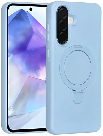 Backcover Hoesje Geschikt voor: Samsung Galaxy A56 Volledig Dekkende Schokbestendige Siliconen Backcover met Ringstandaard – 360° Bescherming - Baby Blue