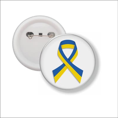 Button Met Speld - Oekraine Vlag Ribbon