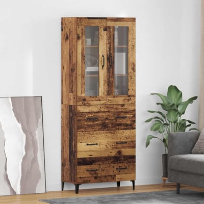 vidaXL - Highboard - Oud - Hout - 69,5 - x - 34 - x - 180 - cm - Bewerkt - hout