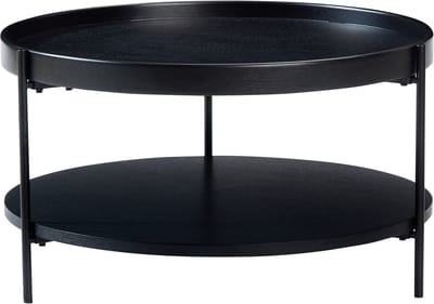 Wishdor - Salontafel - Rond 2-Laags Ontwerp - Modern - Hout En Metaal - Zwart - 69 x 69 x 38 cm