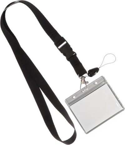 Fako Bijoux - Zwart Keycord + Badgehouder Plastic XL - Sleutelkoord - Badgehouder - 51cm - 20mm - Zwart