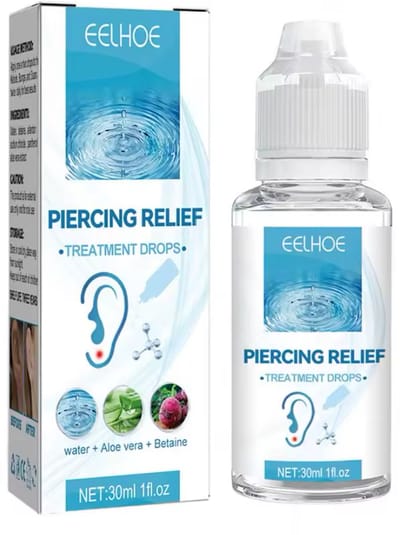 Piercing & Oorbel Reiniger Spray Nazorg (30 ml) - Ontsmettende Druppels - Piercing Verzorging voor Oor, Neus & Navel - Reinigt, Kalmeert & Versnelt Genezing