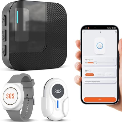 Noodalarm Armband - Persoonsalarm Senioren - Hulp Inschakelen - Wifi & App Bediening - 6x4x6 cm - Zwart