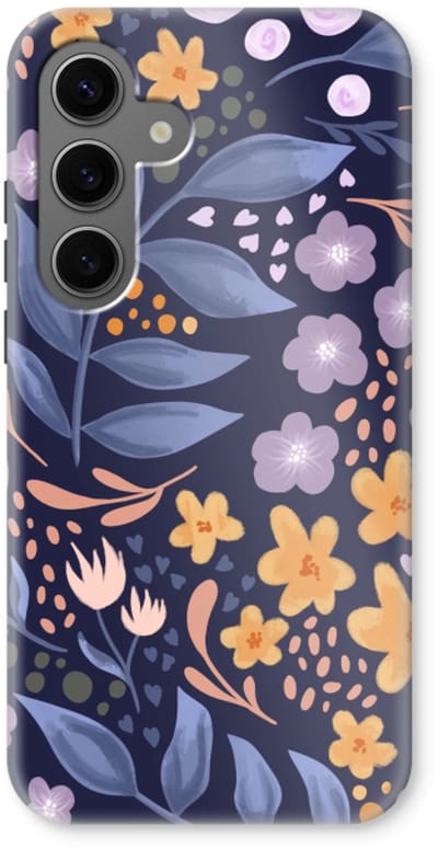 Case Company® - Hoesje geschikt voor Samsung Galaxy S24 hoesje - Flowers with blue leaves - Tough Case - Maximale Bescherming alle Kanten en Schermrand