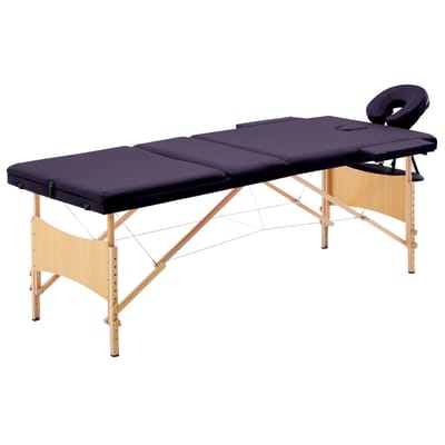 vidaXL - Massagetafel - inklapbaar - 3 - zones - hout - paars