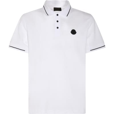 Moncler Logo Patch Knoopsluiting Korte Mouw Poloshirt Heren tops Wit J10918A0000189A16001 XXL white