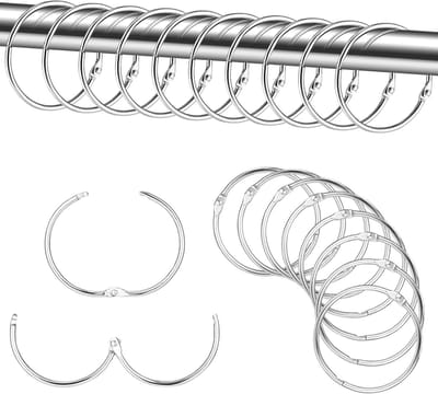 Dailygoods - 24 Stuks Metalen Douchegordijnringen - Ronde Haakjes voor Gordijnen en Douchegordijnen