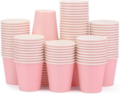 Papieren Bekers - Kleine bekertjes - Badkamer gebruik - Stevig materiaal - 100 stuks - Roze