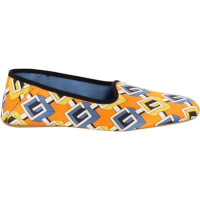 Geometrische G-print satijnen Voyage slippers