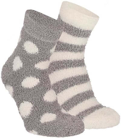 Apollo bedsokken / huissokken - kinderen - 2-pack - grijs/wit - one size - Slaapsokken - Slofsokken
