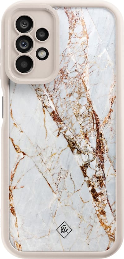Casimoda® hoesje - Geschikt voor Samsung Galaxy A23 - Marmer Goud - Zwart TPU Backcover - Marmer - Goudkleurig