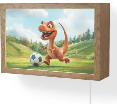 Wandlamp 30x20 cm - Oplaadbaar - Dinosaurus - Oranje - Cartoon - Voetbal - Wandlampen binnen woonkamer - Slaapkamer lamp met kabel - Decoratieve nachtlamp - Vloerlamp snoer