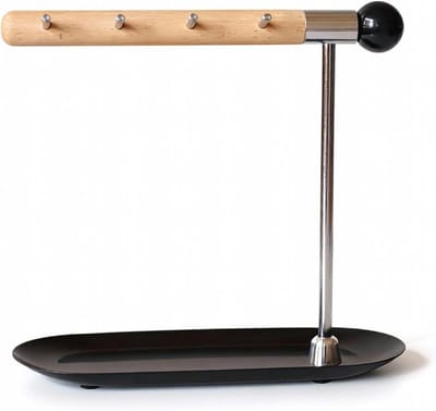 Sleutel en sieradenstandaard - Opberger bureau - Entree organiseren - Bauhaus geometrisch design - T-vorm - Zwart