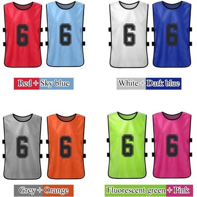 12 STUKS Kindervoetbalhesjes 2 Kleuren Sneldrogende Voetbalshirts Jeugdsport Scrimmage Basketbalteamtraining S
