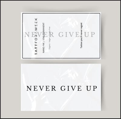 Tijdelijke tattoo never give up | Neptattoo volwassenen | Tijdelijke tattoo voor volwassenen | Temporary tattoo | Plaktattoos voor volwassenen | Neptattoos | Probeer zorgeloos een tattoo | tattforaweek