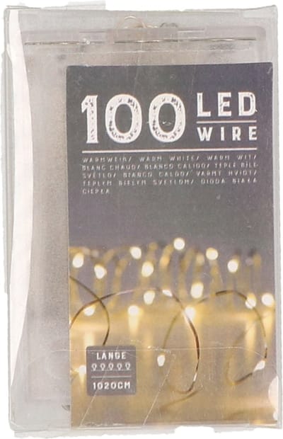 Kerstverlichting - 100 leds - warm wit - op batterij - 1000 cm - Lichtdraden/lichtsnoeren - kerstverlichting