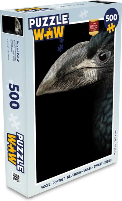 Puzzel Vogel - Portret - Neushoornvogel - Zwart - Dieren - Legpuzzel - Puzzel 500 stukjes