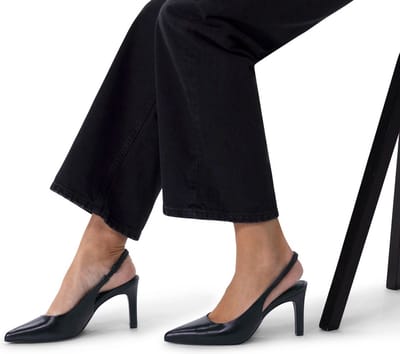Manfield - Dames - Zwarte leren slingbacks - Maat 36