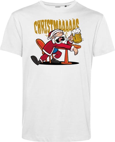 T-shirt Drunk Christmaaaas | Foute Kersttrui Dames Heren | Kerstcadeau | Kerstpakket | Wit | maat XS