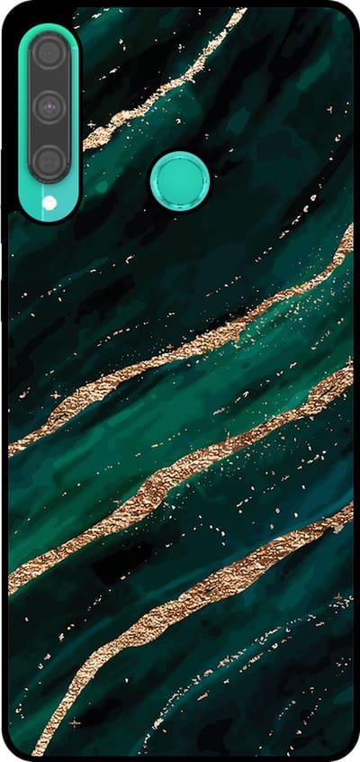 Smartphonica Telefoonhoesje Geschikt voor Huawei P40 Lite E met marmer opdruk - TPU backcover case marble design - Groen Goud geschikt voor Huawei P40 Lite E