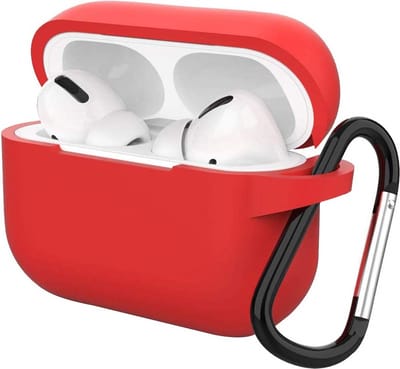 Hoesje geschikt voor Airpods Pro 2019 - Schokbestendig siliconen Case Silicone met clip - Rood