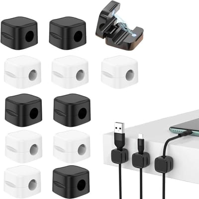 Kabelbeheer Set van 12 Stuks, Sterke Lijm, Verstelbare Kabelhouders, Duurzaam en Praktisch voor Oplaadkabels, HDMI en Netwerkkabels