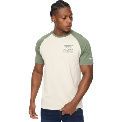Crosshatch Heren T-shirt van katoen met Bretsby-logo (Olijf)