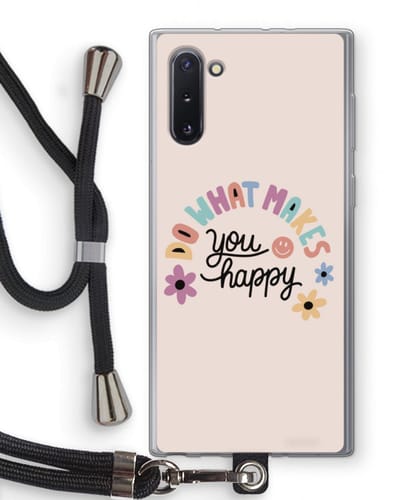 Case Company® - Hoesje met koord geschikt voor Samsung Galaxy Note 10 hoesje met Koord - Happy days - Telefoonhoesje met Zwart Koord - Bescherming aan alle Kanten en Over de Schermrand