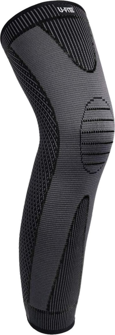U Fit One 1 Stuk Been Compressie Brace - Been Verband - Knee Sleeves - Beenwarmers - Sport ondersteuning - Zwart - Maat: Large