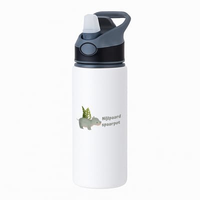Hacebo® - Nijlpaard waterfles met rietje zwart - Nijlpaard - dieren liefhebbers - leuke cadeau voor iemand die van houdt van nijlpaarden - verjaardagscadeau - kado - gift - water fles - 650ML