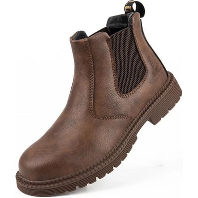 Hoge Leren Schoenen Casual Schoen Ronde Neus Modieuze Enkellaarzen Antislip Sport- en Vrijetijdsschoenen Werklaarzen voor Mannen Platform 42 bruin
