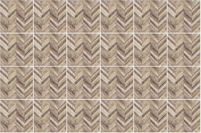 Wallfluent Tegelstickers - Visgraatmotief Stickers Voor Tegels - Set van 24 stuks 10 x 10 cm - Bruin Tegelstickers Keuken - Texturen Badkamer Tegelstickers
