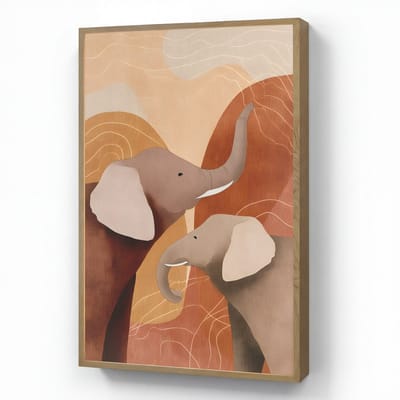 Wandlamp 70x100 cm - Oplaadbaar - Olifanten - Oranje - Abstract - Wandlampen binnen woonkamer - Slaapkamer lamp - Decoratieve nachtlamp - Vloerlamp draadloos