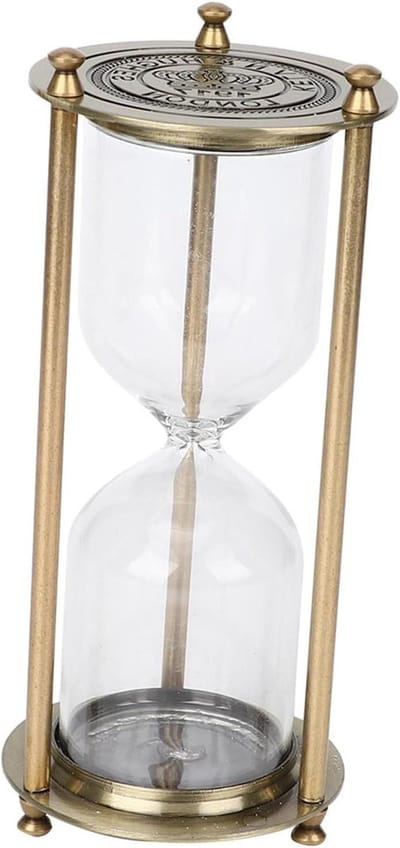 Glazen Zandloper - Decoratieve Zandloper - Tijd Meten - Met Legering Basis - 21 cm Hoog - Transparant