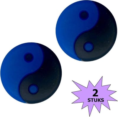 Fako Bijoux® - Tennisdemper - Tennis Demper - Yin Yang - Zwart/Blauw - 2 Stuks