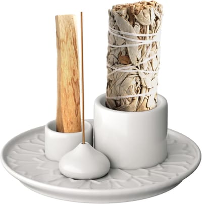 Multifunctionele Keramische Branderschaal voor Palo Santo en Witte Salie - Asopvang, Kaarsenhouder en Meditatie Accessoire voor Yoga en Ontspanning