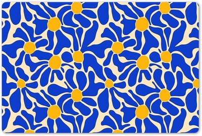 Placemats 45x30 cm - Placemat kunststof - 1 stuk - Abstract - Bloem - Blauw - Borden onderleggers - Decoratie voor op tafel - Keuken tafeldecoratie accessoires - Vinyl onderlegger - Tafelversiering