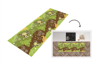Keukenloper - Loper keuken - Stier - Zodiac - Groen - Patroon - 150x50 cm - Keukenloper vinyl