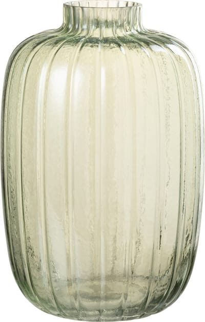 J-Line vaas Strepen - glas - groen - large - 29.5 cm hoog