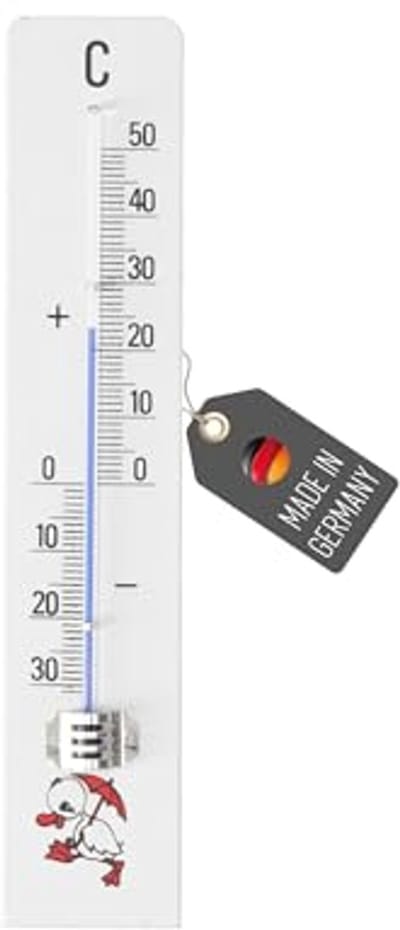 Houten Thermometer voor Binnen en Buiten - Analoge Temperatuurmeting van -30 °C tot 50 °C, 20 cm